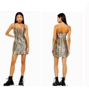 Topshop Snake Print Spagetti Strap Dress Size 6 NWT